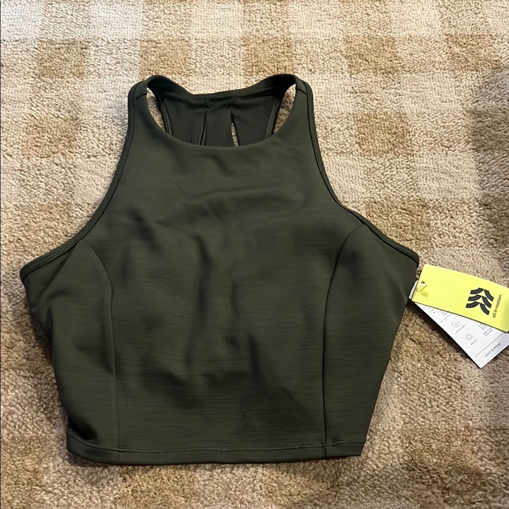 Olive Green High-Neck Sports Bra